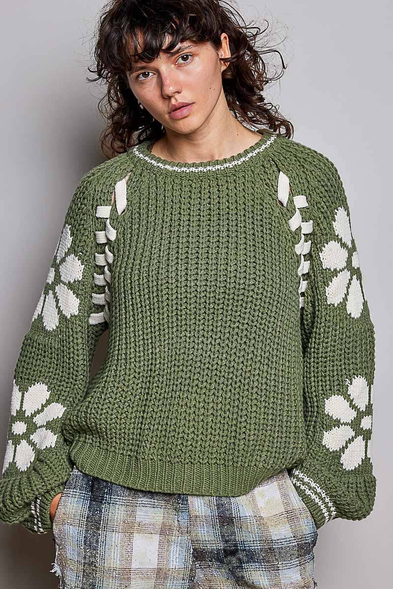 Olive Chenille Knit Sweater