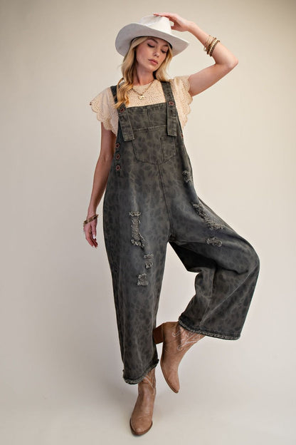 Ash Grey Leopard Overalls