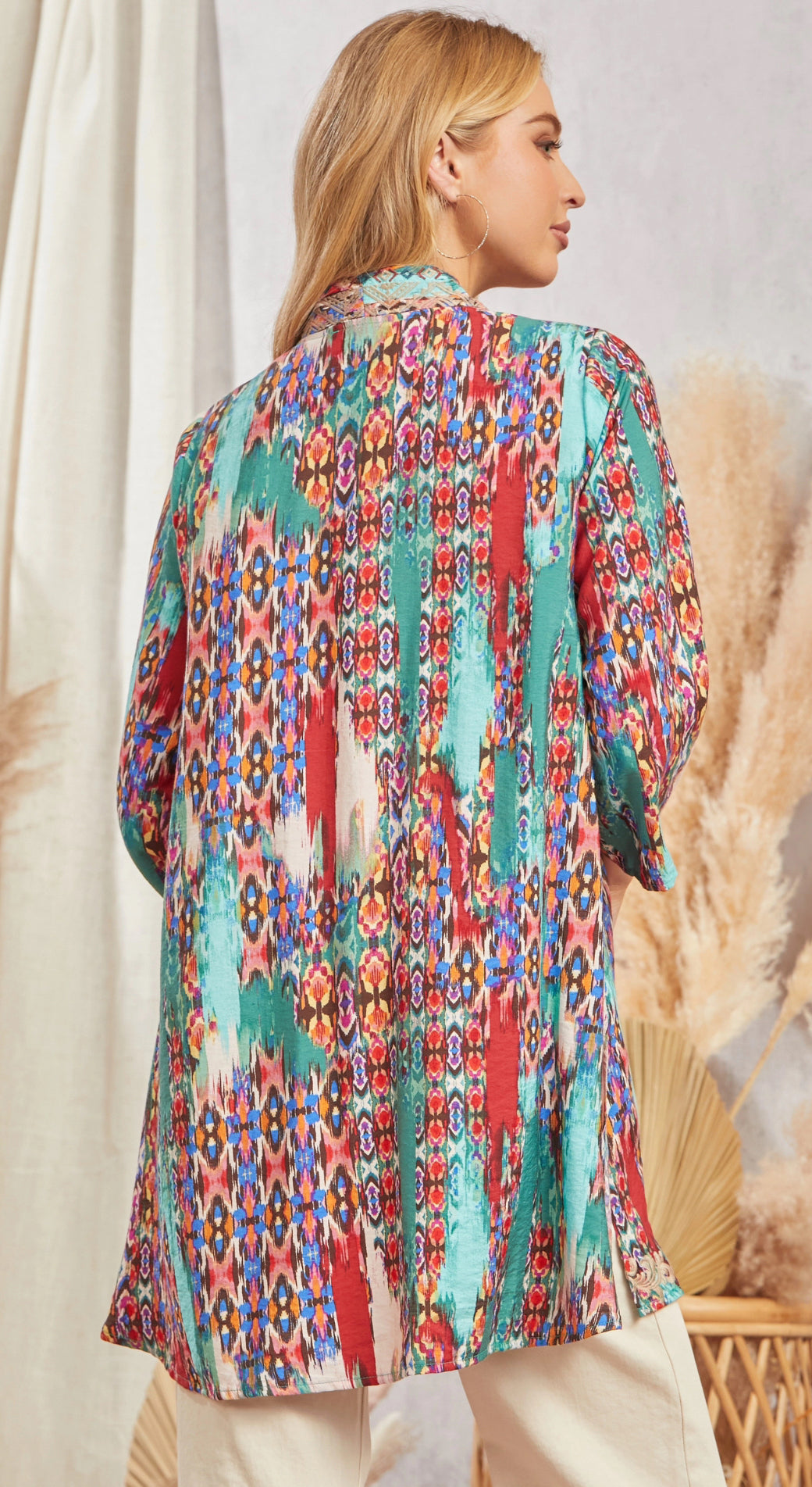 Embroidered Kimono Cardigan (Plus)