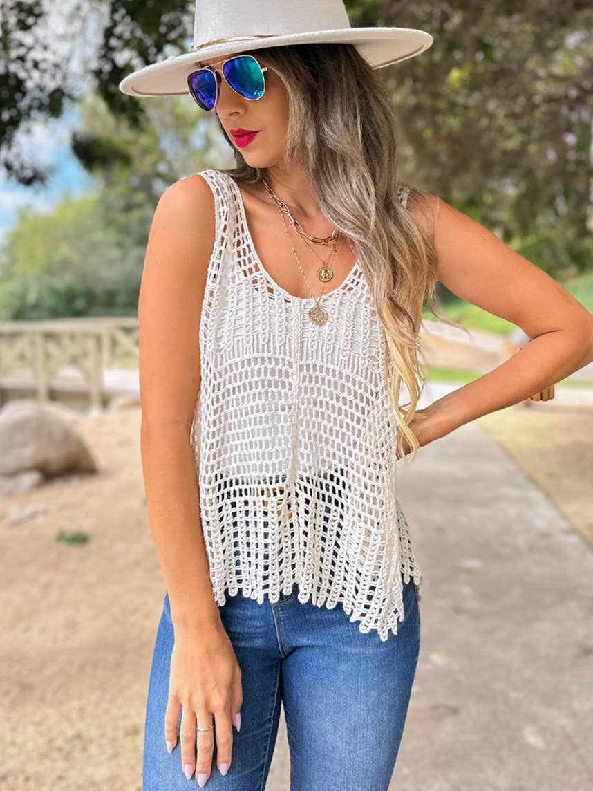 Ivory Bohemian Rhapsody Crochet Tank