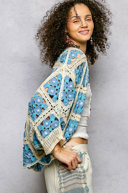 Blooming in Blueberry Crochet Cardigan