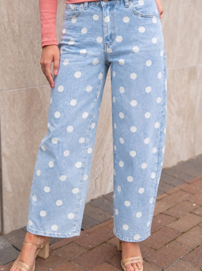 Polka Dot Barrel Jeans