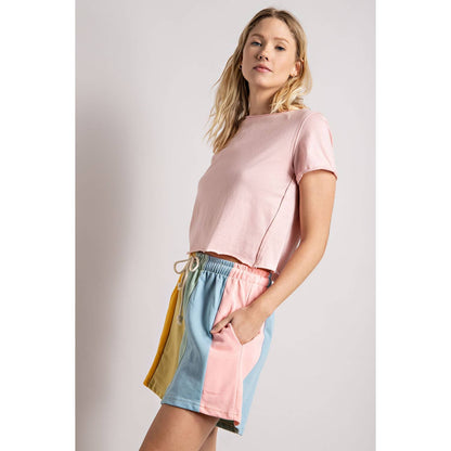 Pastel Palette Color Block Stripe Shorts