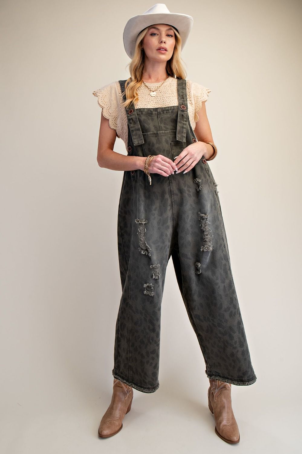 Ash Grey Leopard Overalls