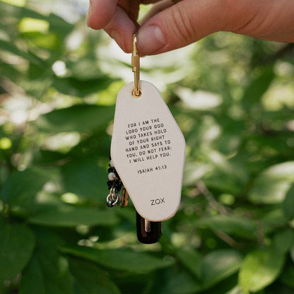 Faith Over Fear Bible Verse Leather Motel Keychain