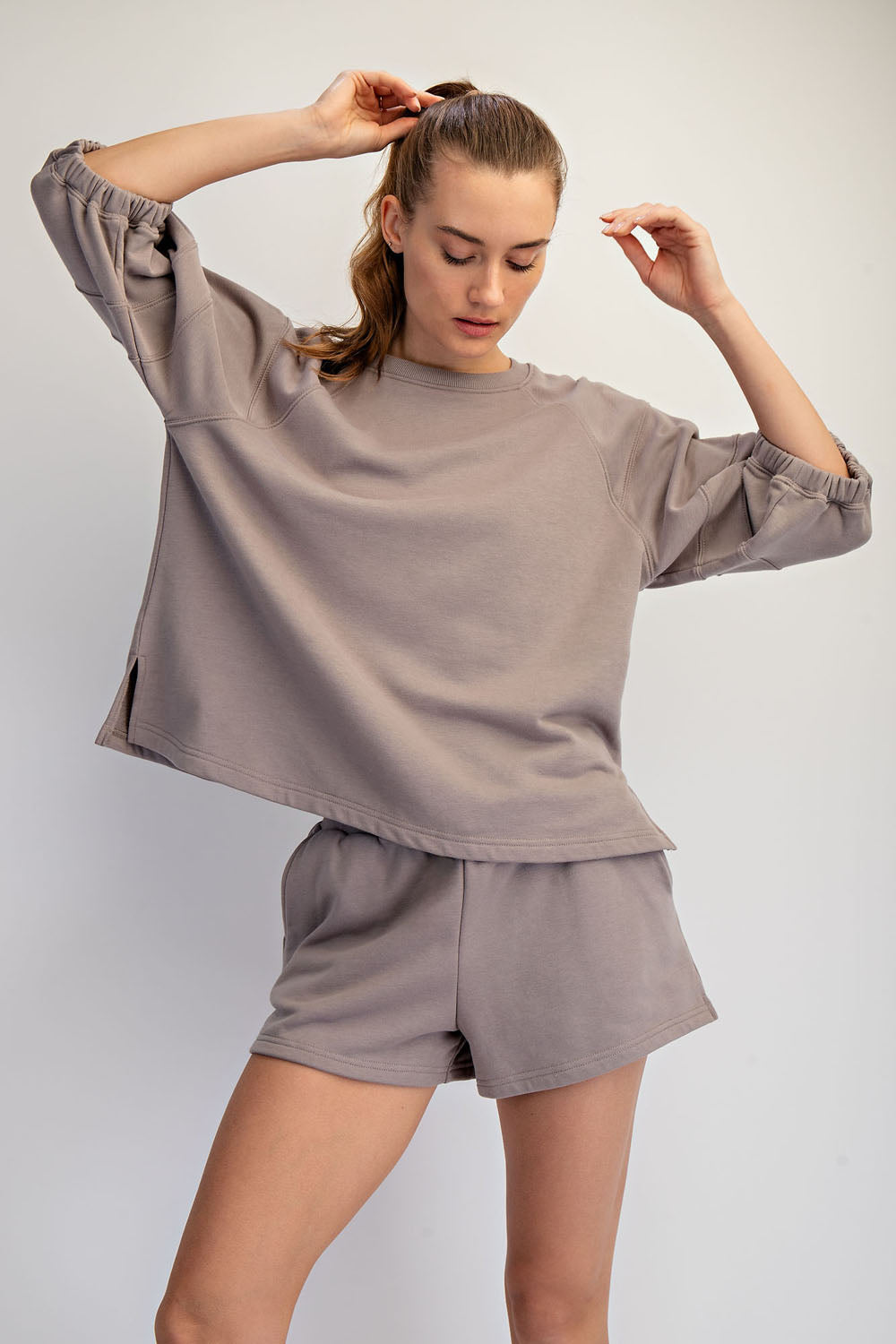 French Terry Bubbled Half Sleeve Top