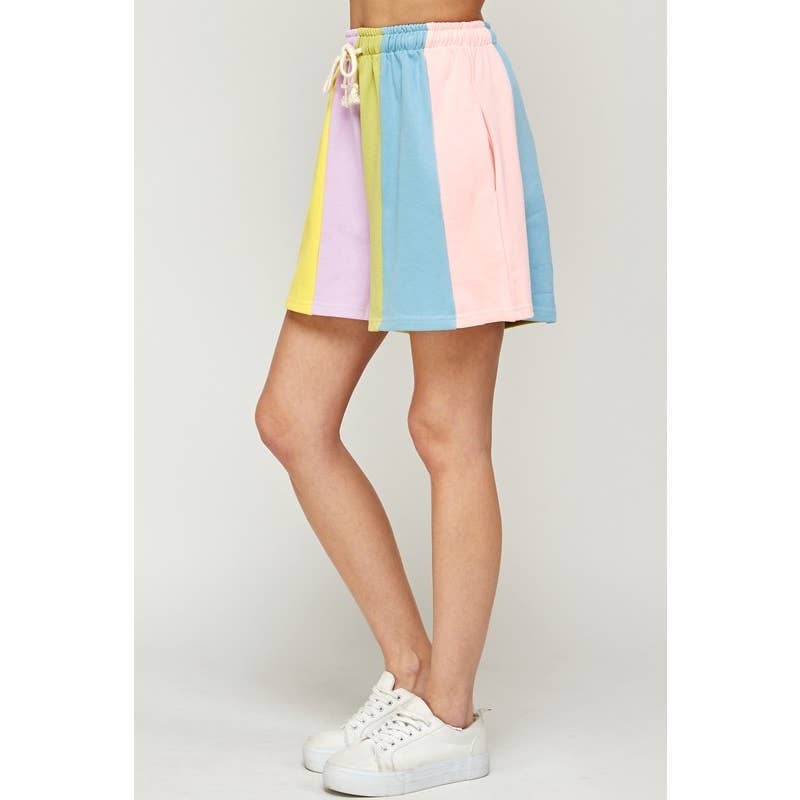 Pastel Palette Color Block Stripe Shorts