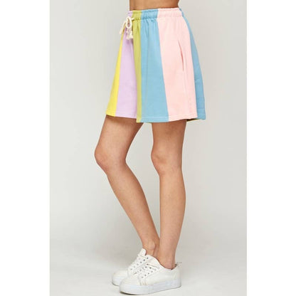 Pastel Palette Color Block Stripe Shorts