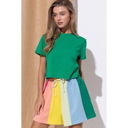 Pastel Palette Color Block Stripe Shorts