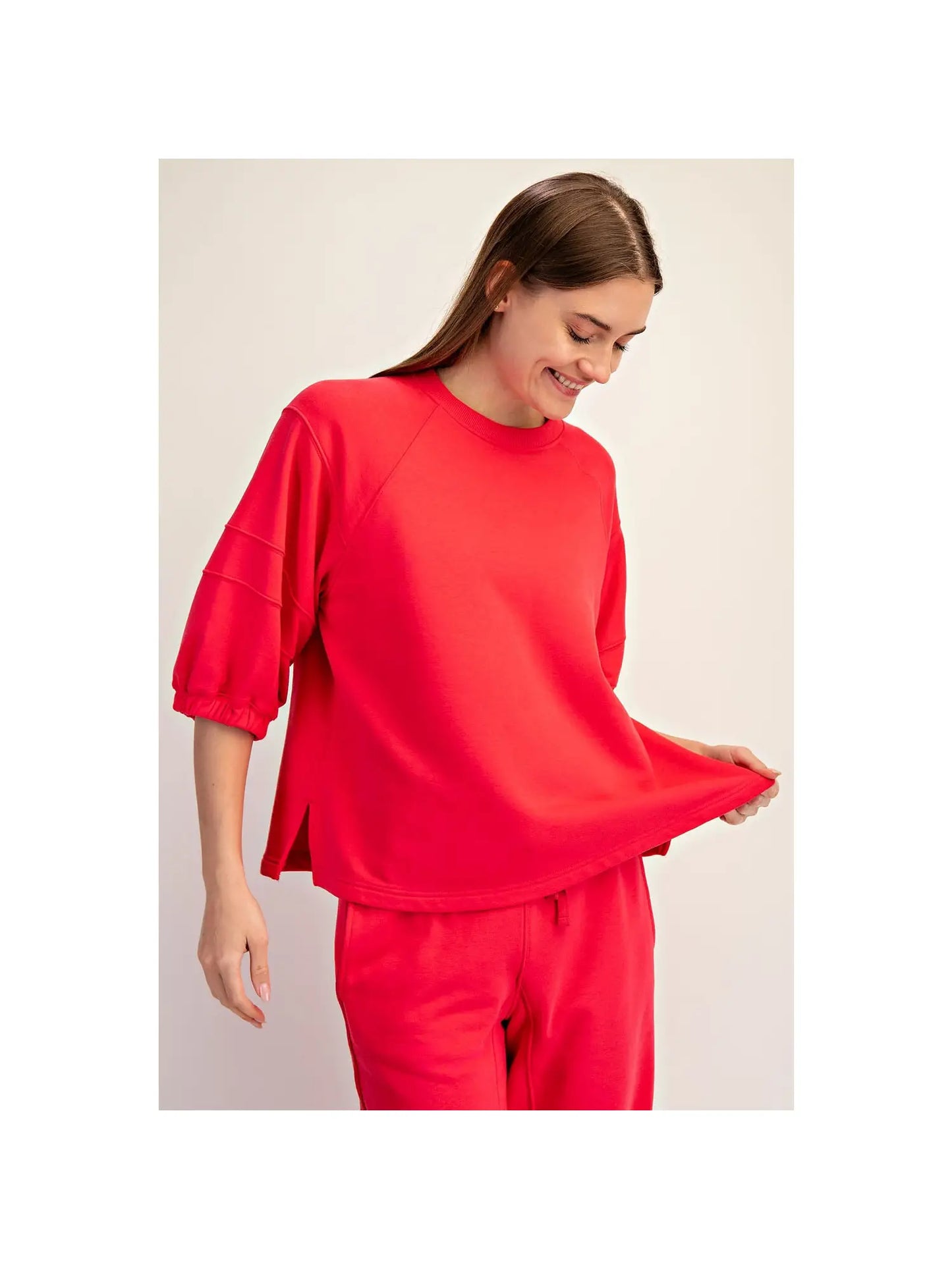 French Terry Bubbled Half Sleeve Top