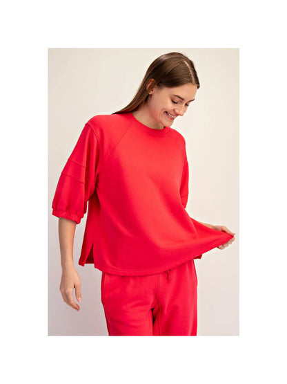 French Terry Bubbled Half Sleeve Top