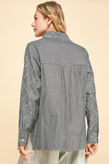 Striped Long Sleeve Bling Shirt