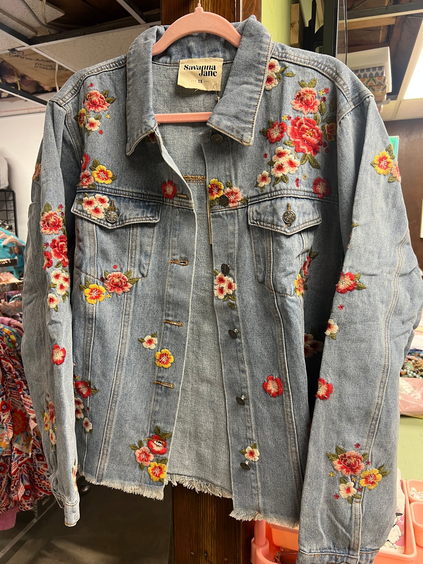 Embroidered Floral Denim Jacket
