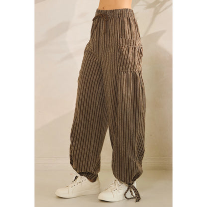 Drawstring Pants Stripe Cargo Pants