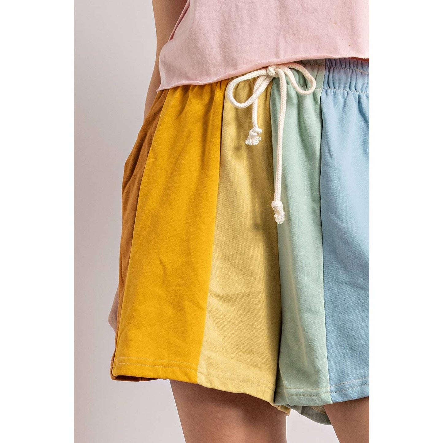 Pastel Palette Color Block Stripe Shorts