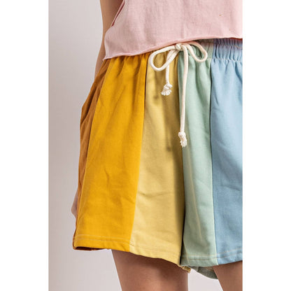 Pastel Palette Color Block Stripe Shorts