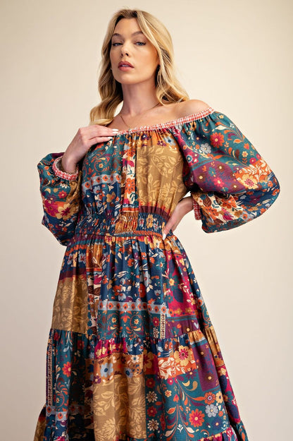 Autumn Mosaic Maxi Dress