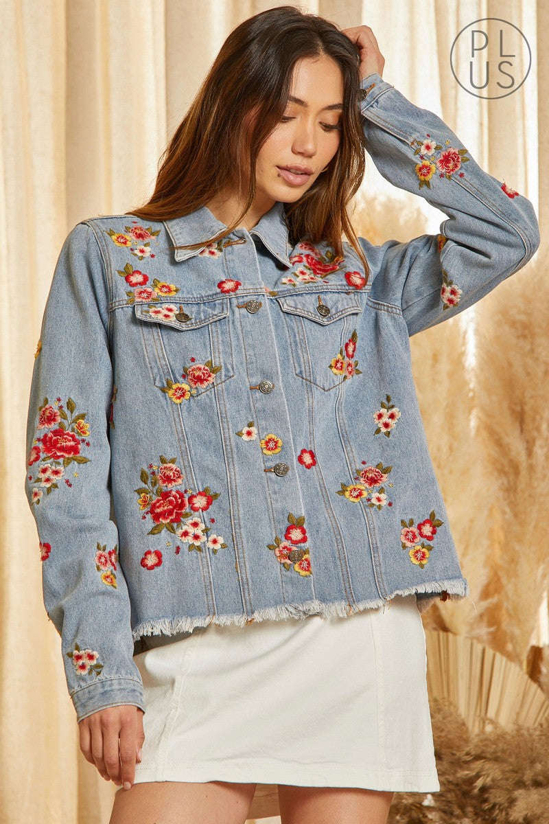 Embroidered Floral Denim Jacket