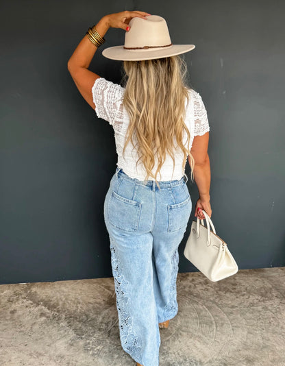 Floral Charm Wide Leg Jeans
