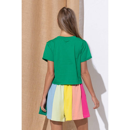 Pastel Palette Color Block Stripe Shorts