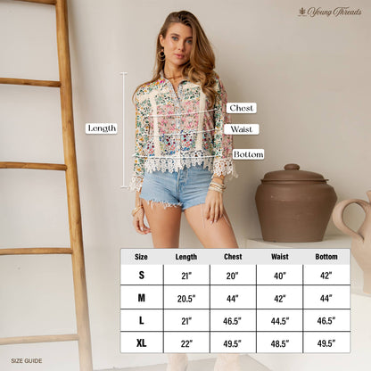 Whispering Wind Patchwork Floral Top