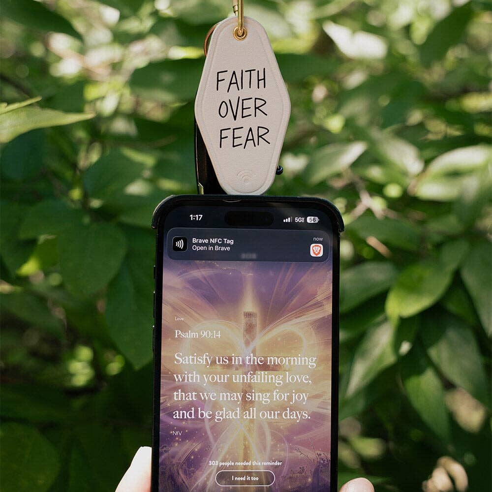 Faith Over Fear Bible Verse Leather Motel Keychain
