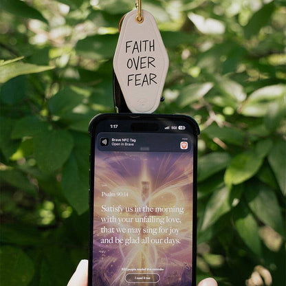 Faith Over Fear Bible Verse Leather Motel Keychain