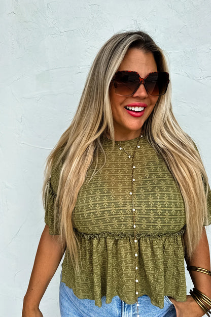 Maggie Lace Olive Top