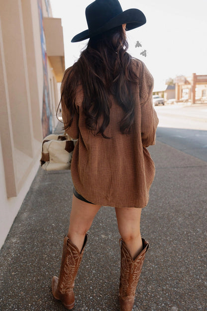 Whiskey and Honey Button-Up Top