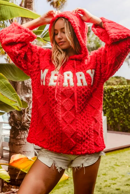 Merry Hooded Blanket Sweater