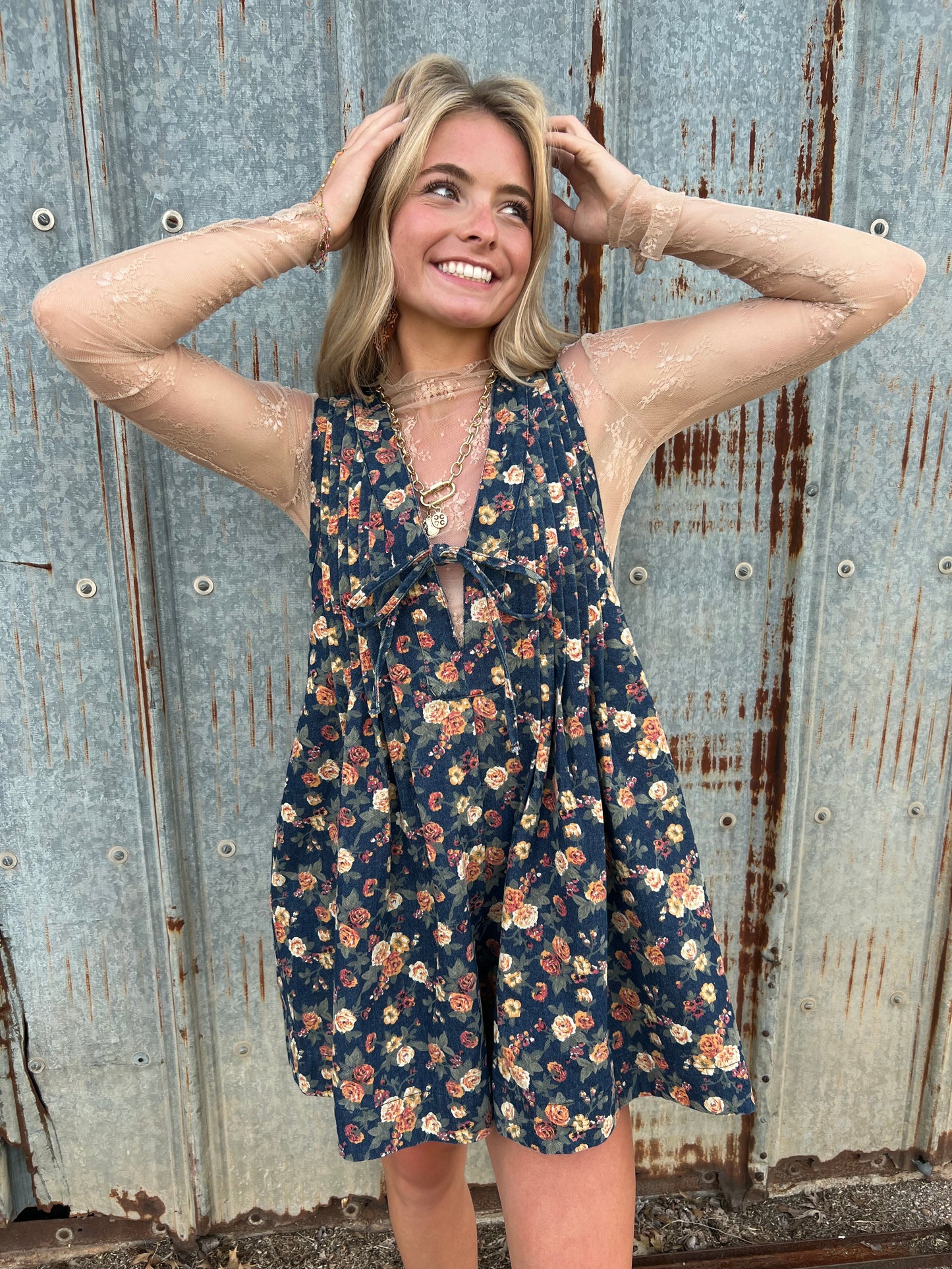 Rosebud Denim Romper