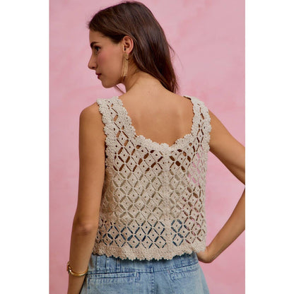 Graceful Crochet Sequin Vest