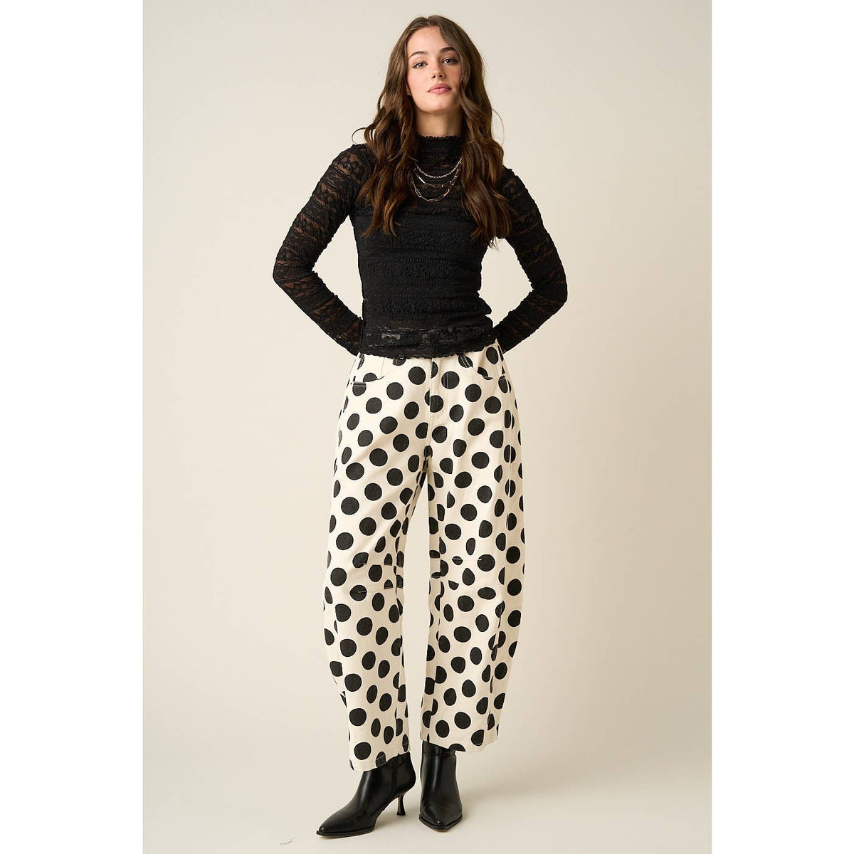 Polka Dot Barrel Jeans