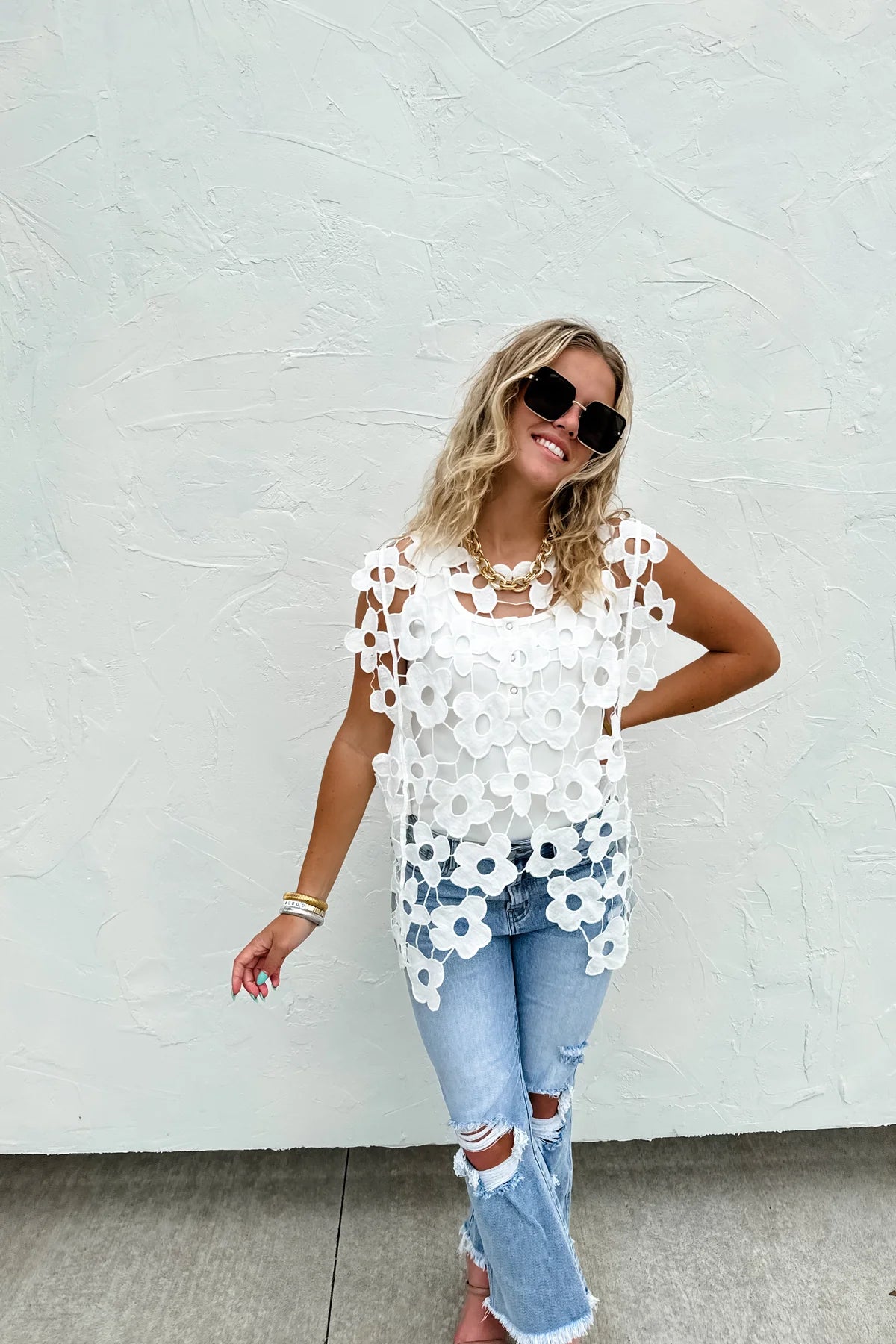 Scarlett Crochet Flower Top