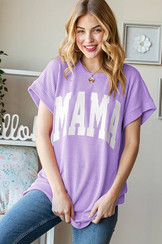 PURPLE RIBBED MAMA TOP