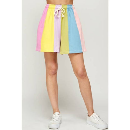 Pastel Palette Color Block Stripe Shorts