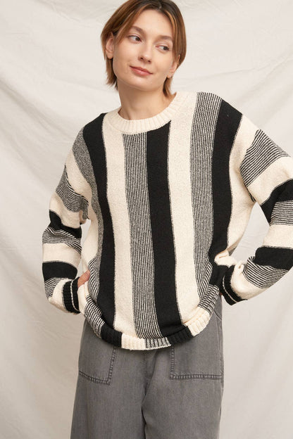 Striped Crew Neck Knit Sweater