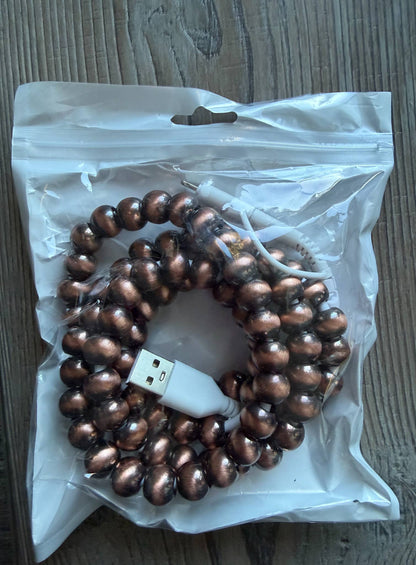 Copper Beaded Phone Charger with Lightning & USB-C Cable