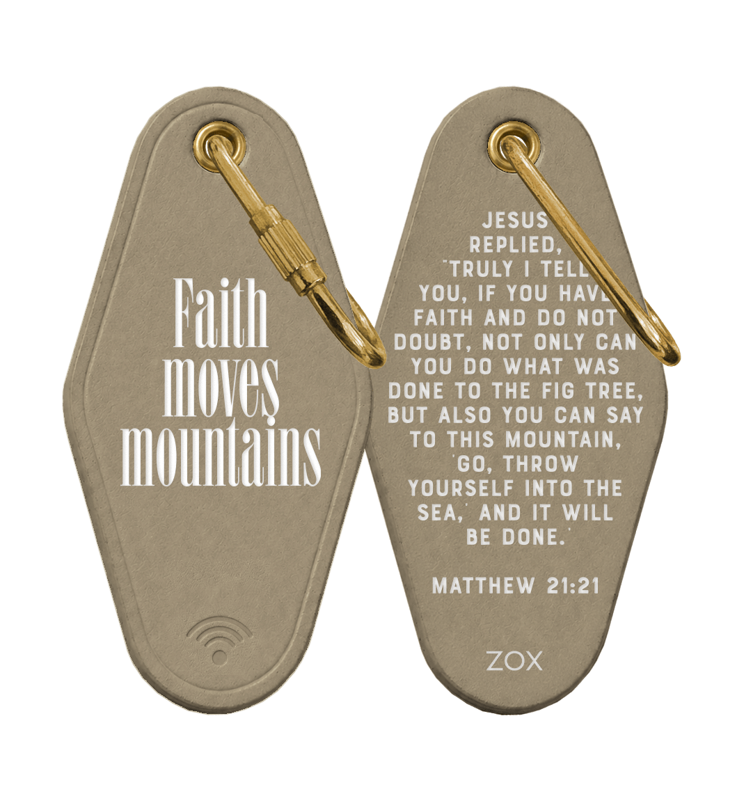 Faith Moves Mountains Bible Verse Leather Motel Keychain