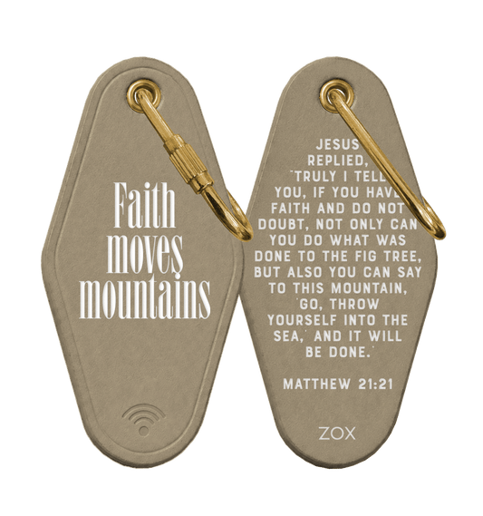 Faith Moves Mountains Bible Verse Leather Motel Keychain