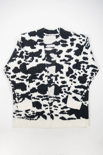 Western Black Cow Print Luxe Cardigan