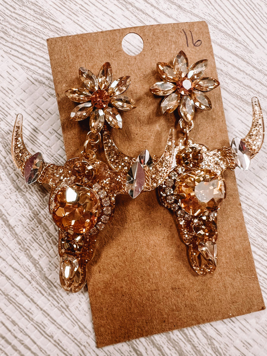 Champagne Bull Earrings