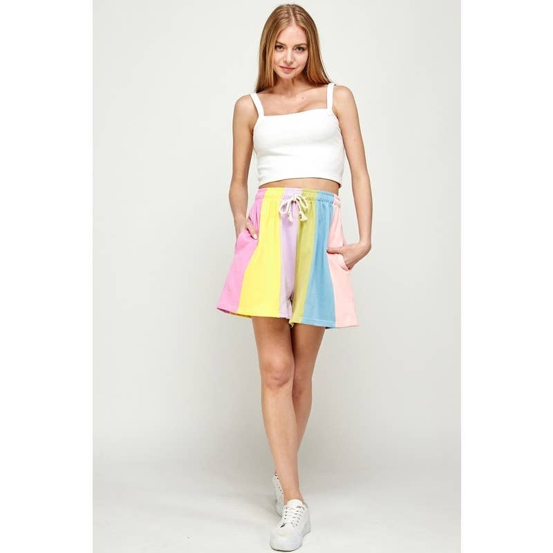 Pastel Palette Color Block Stripe Shorts