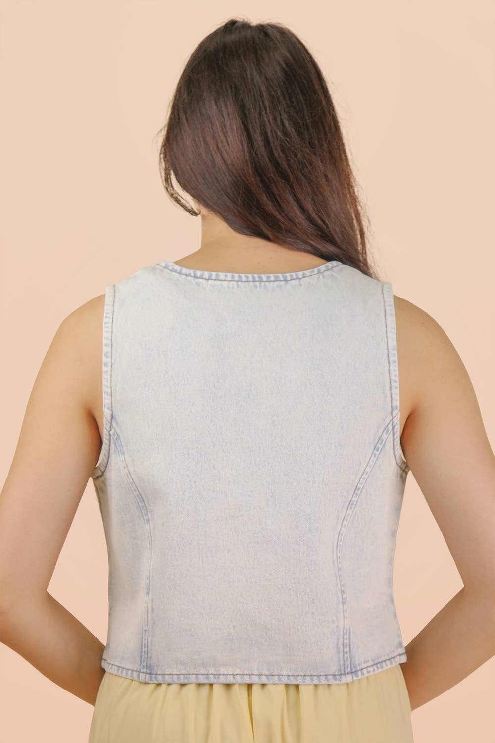 Acid Washed Front Tie Vest
