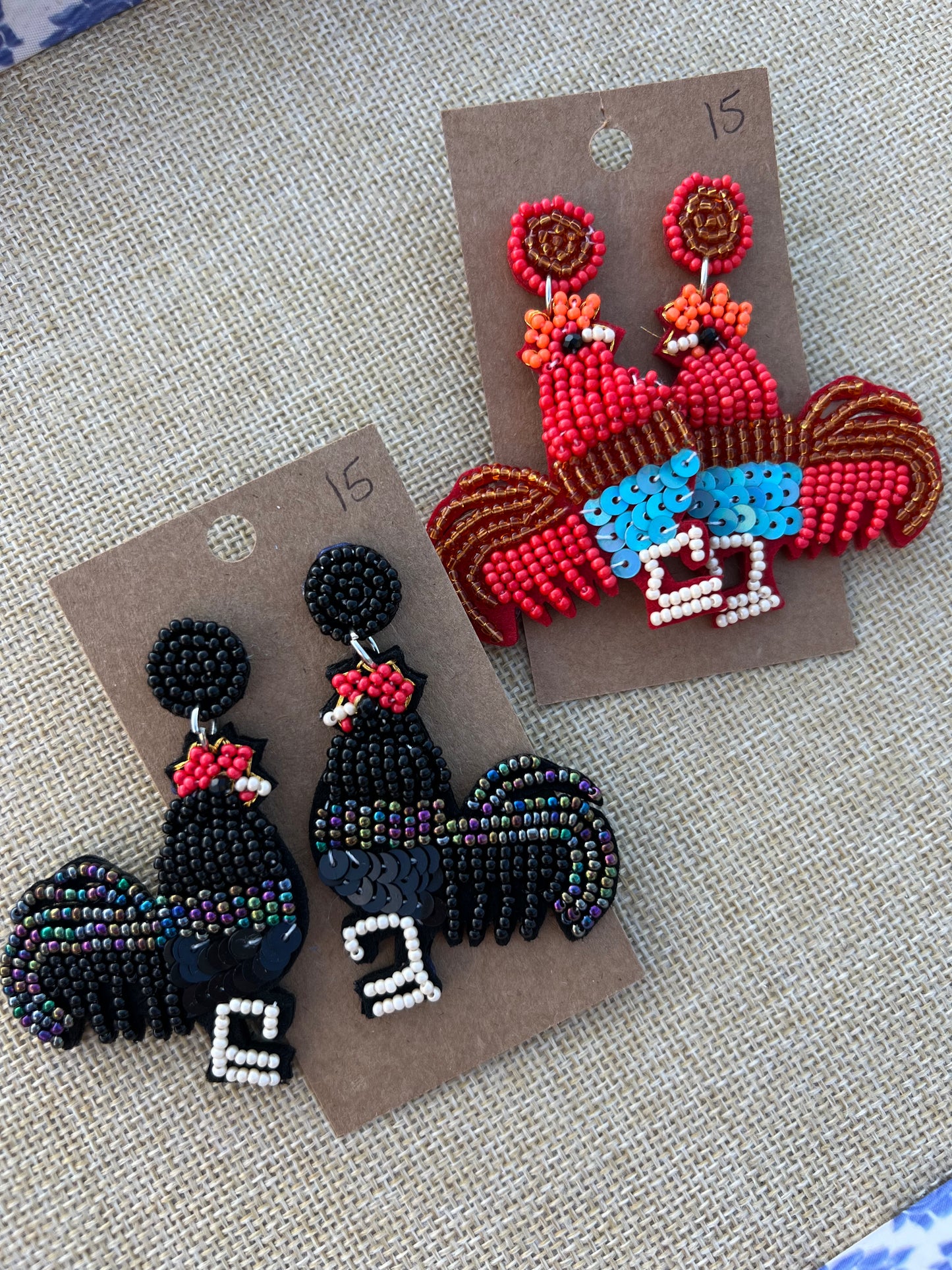 Beaded Chicken Earrings