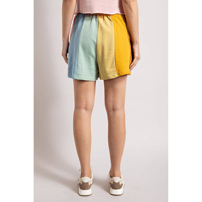 Pastel Palette Color Block Stripe Shorts