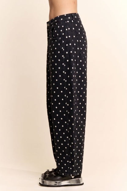 High-Waist Polka Dot Barrel Pants (2 colors)