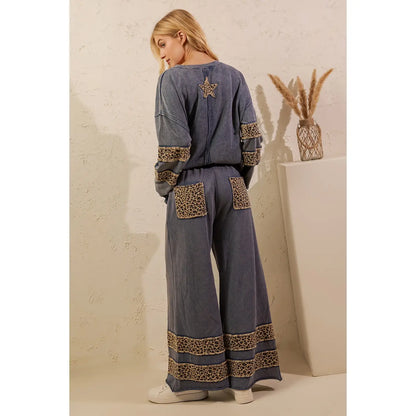 Leopard Star Mineral Wash Lounge Top