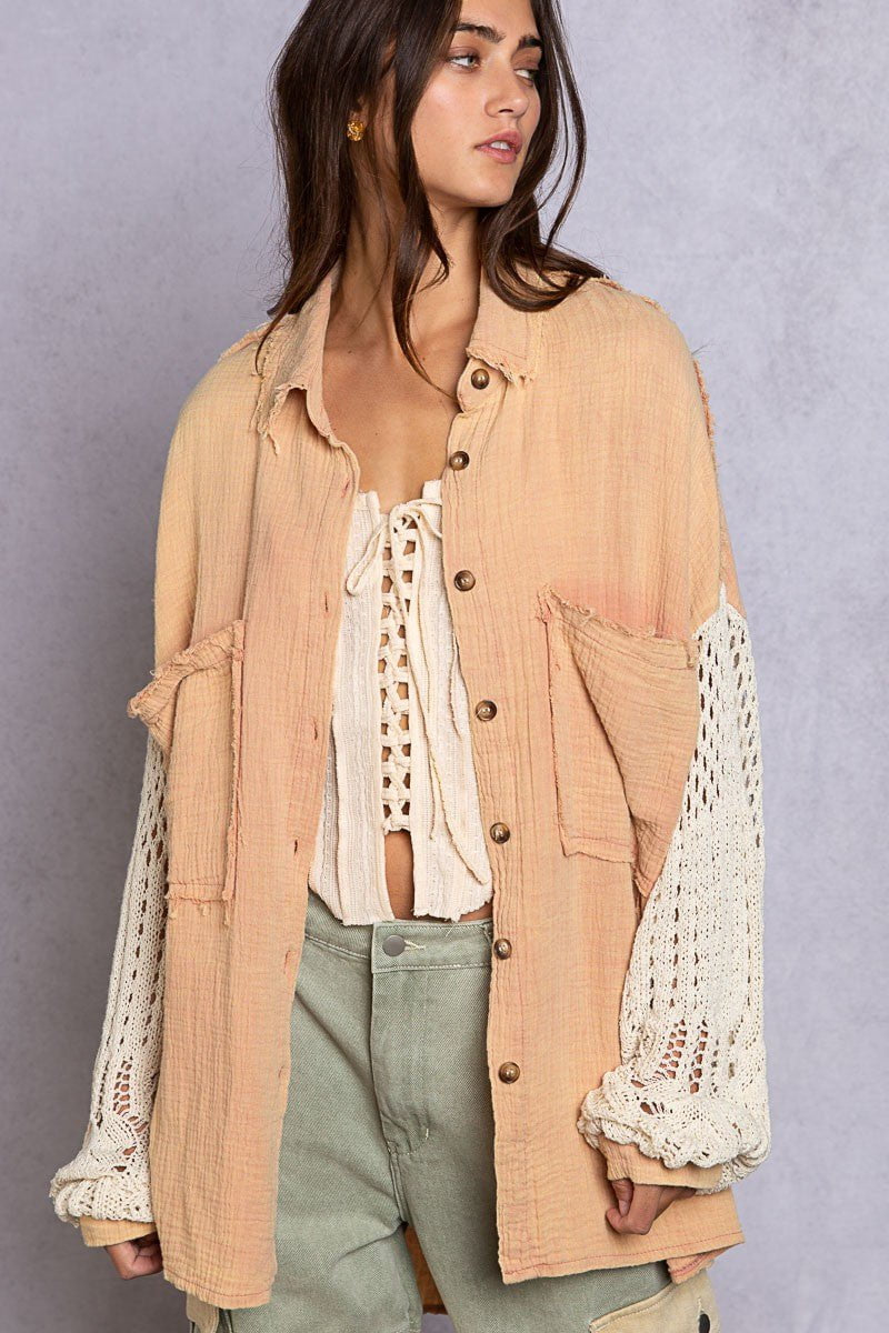 Dusty Peach Boho Shacket