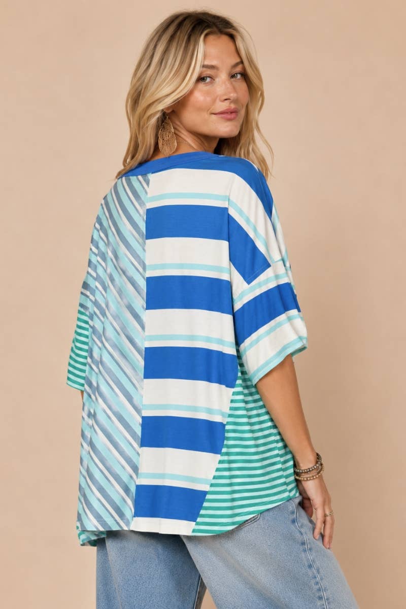 Luxe Striped V-Neck Shirt